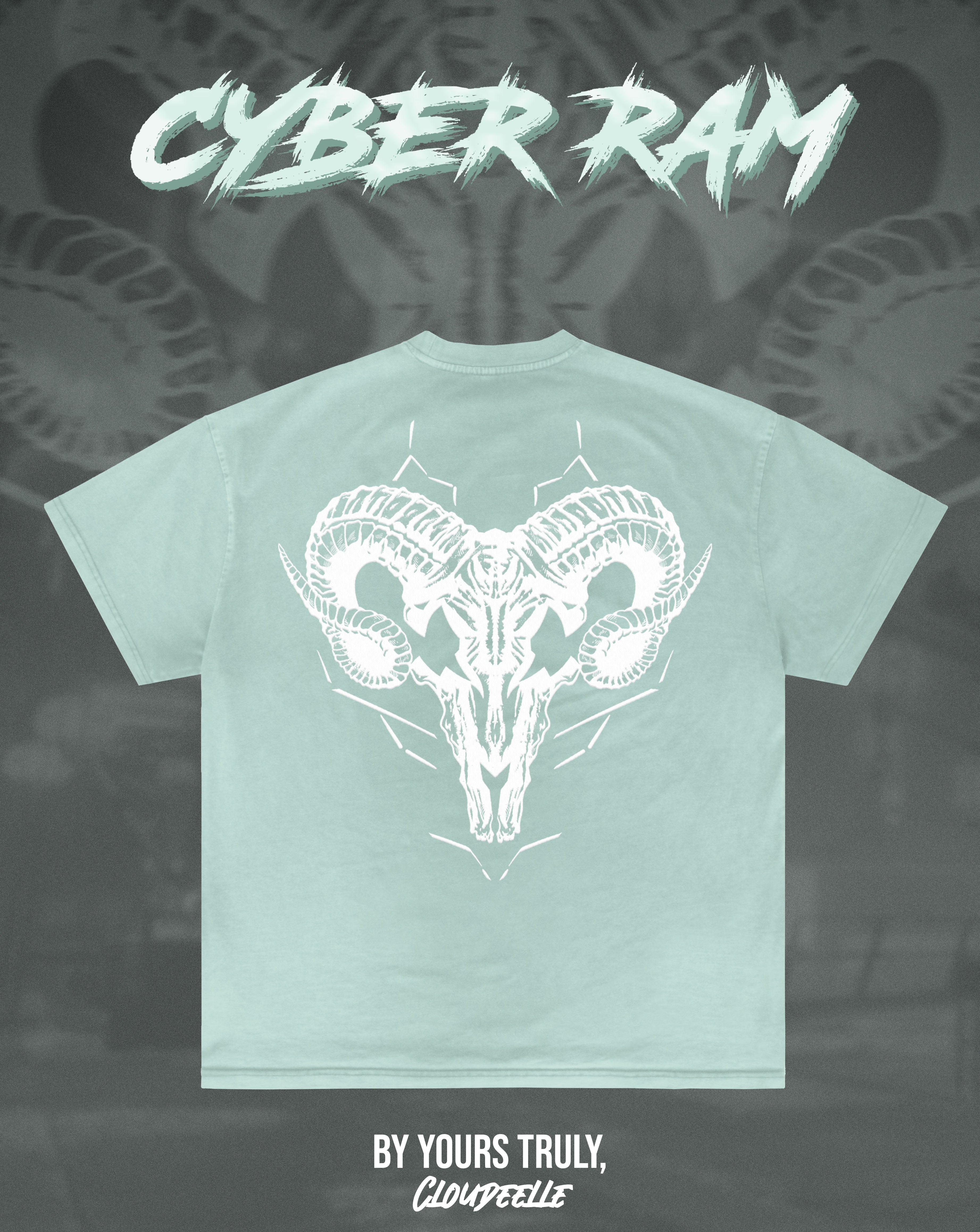 "Cyber Ram" - Oversized Tee (Icy Blue Version)