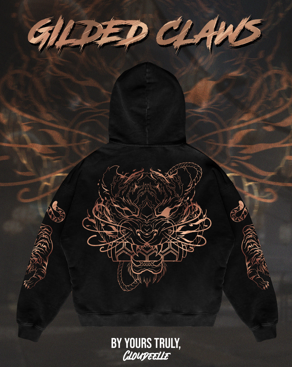 "Gilded Claws" - Oversized ZIP-UP Hoodie
