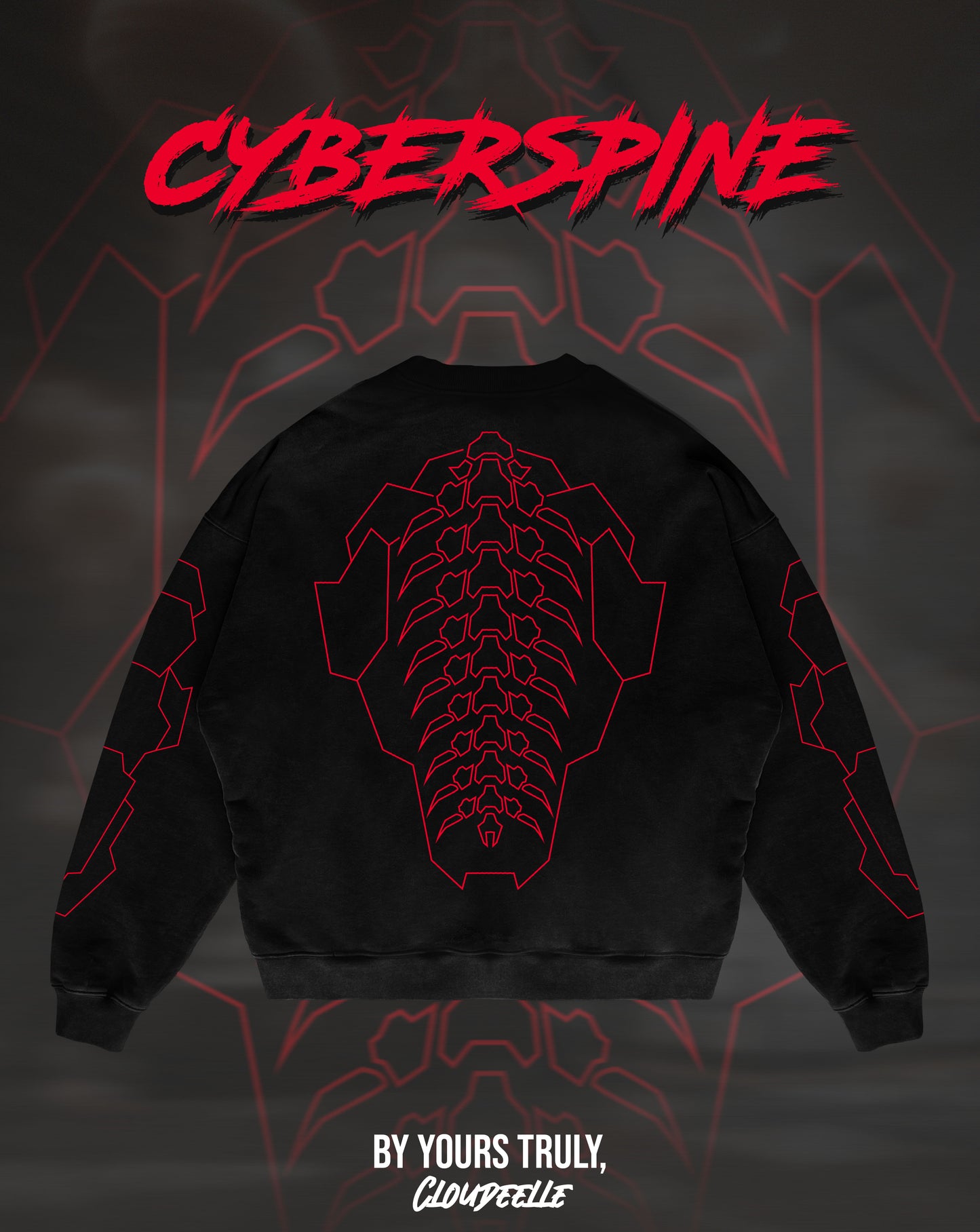 "Cyberspine" - Oversized Crewneck (Red Version)