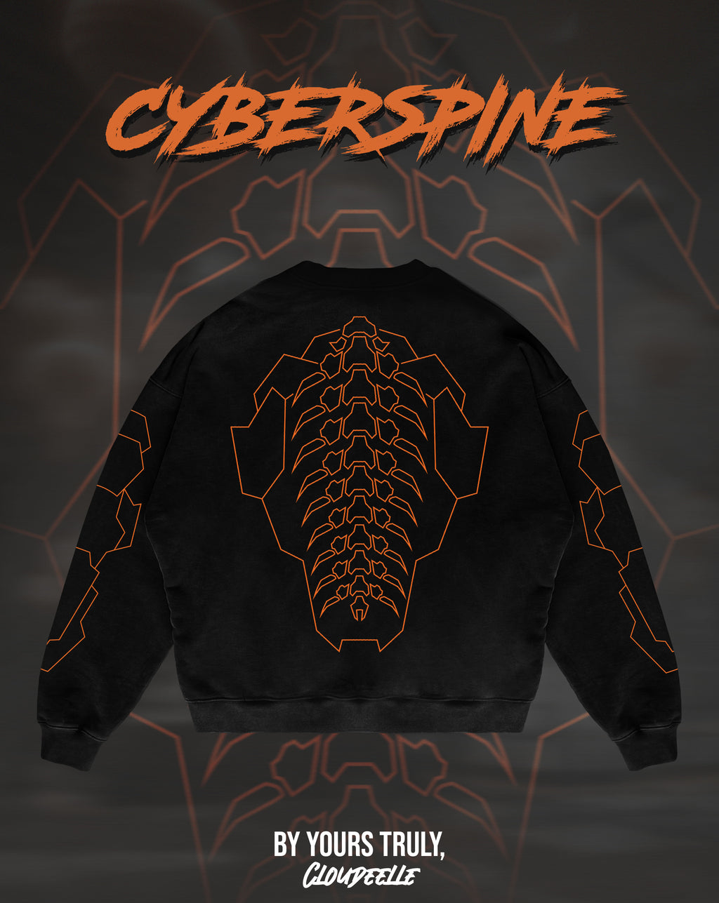 "Cyberspine" - Oversized Crewneck (Orange Version)