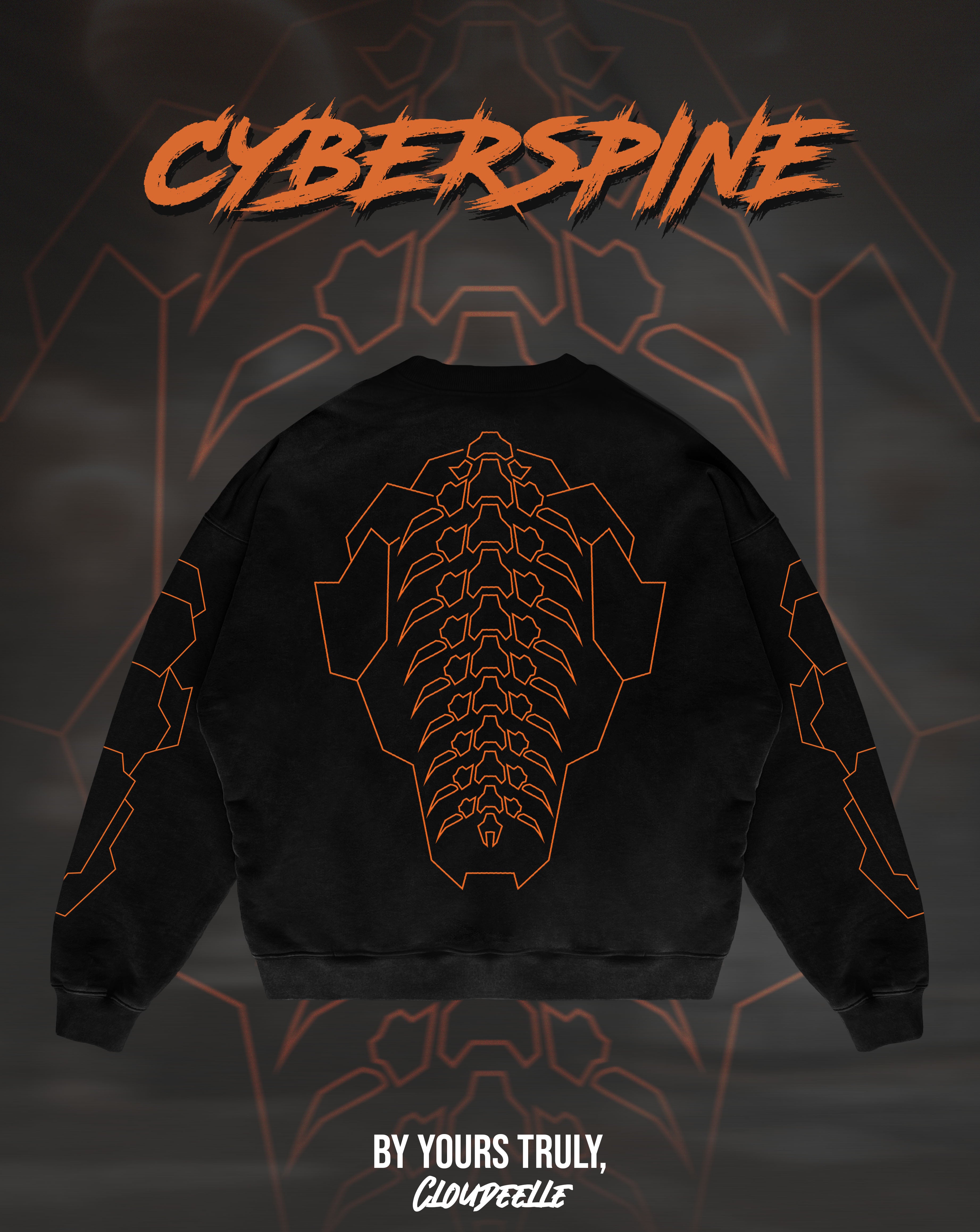 "Cyberspine" - Oversized Crewneck (Orange Version)