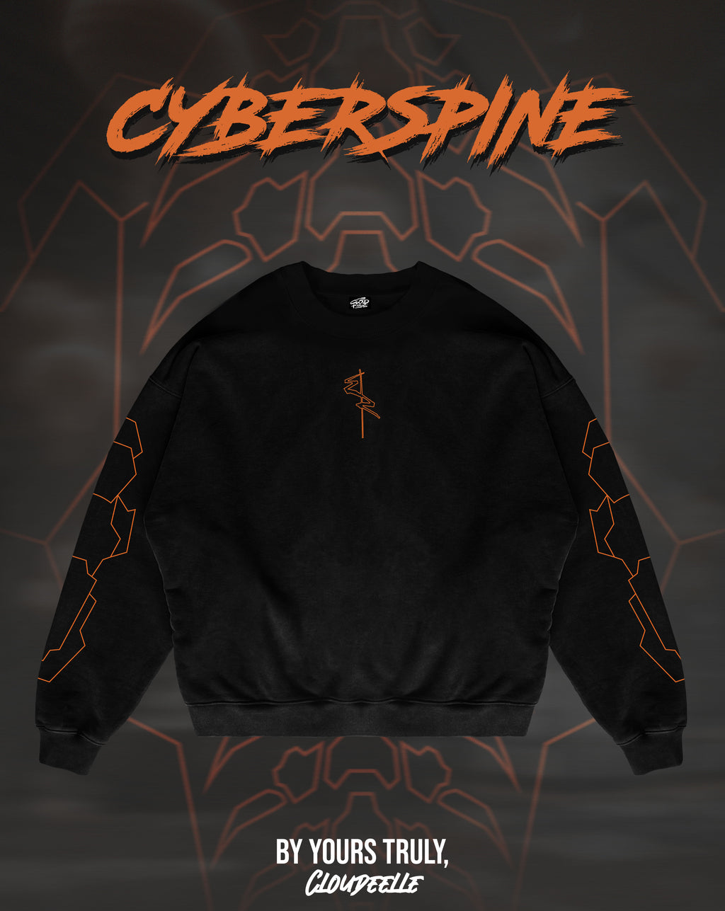 "Cyberspine" - Oversized Crewneck (Orange Version)