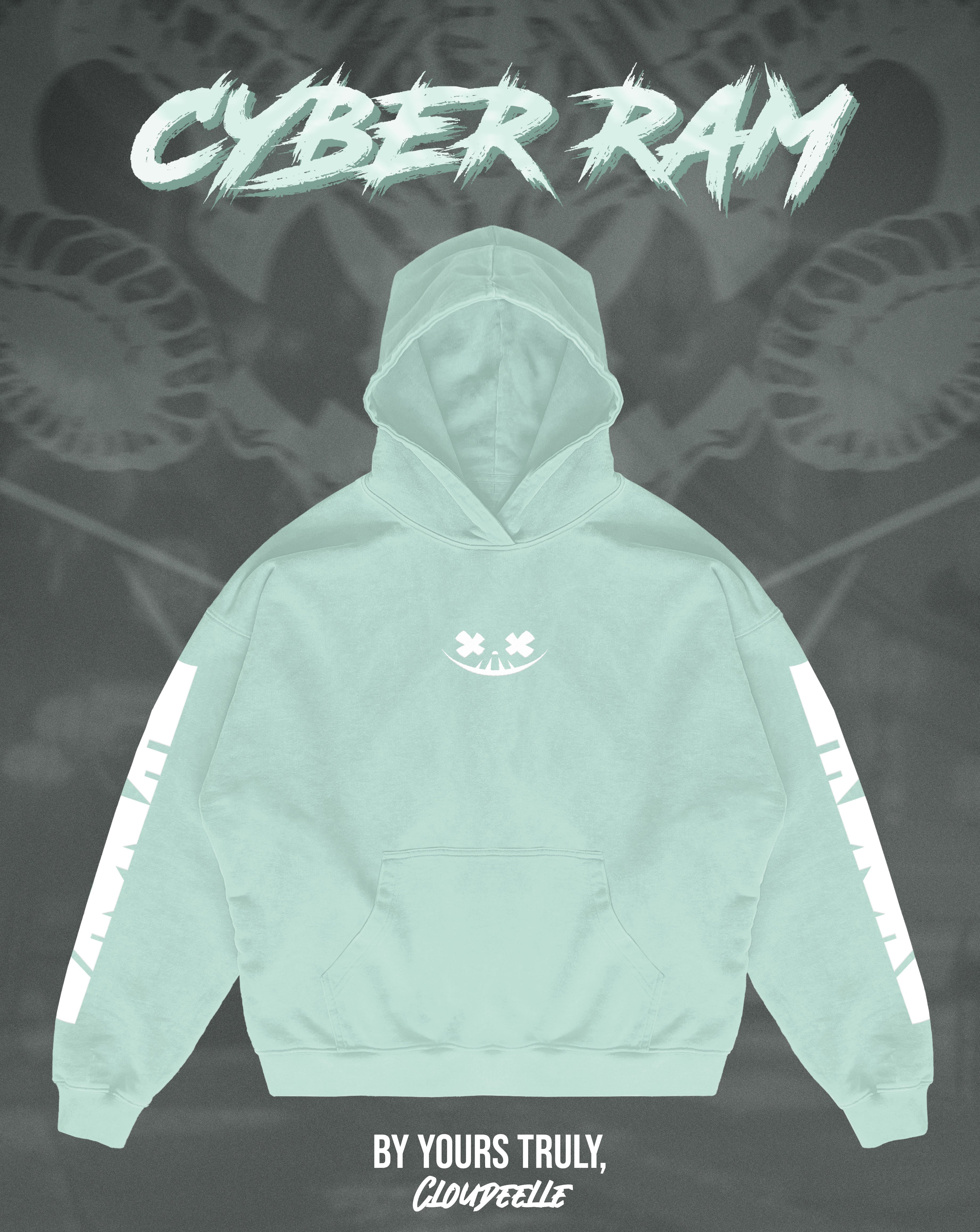 "Cyber Ram" - Oversized Hoodie (Icy Blue Version)