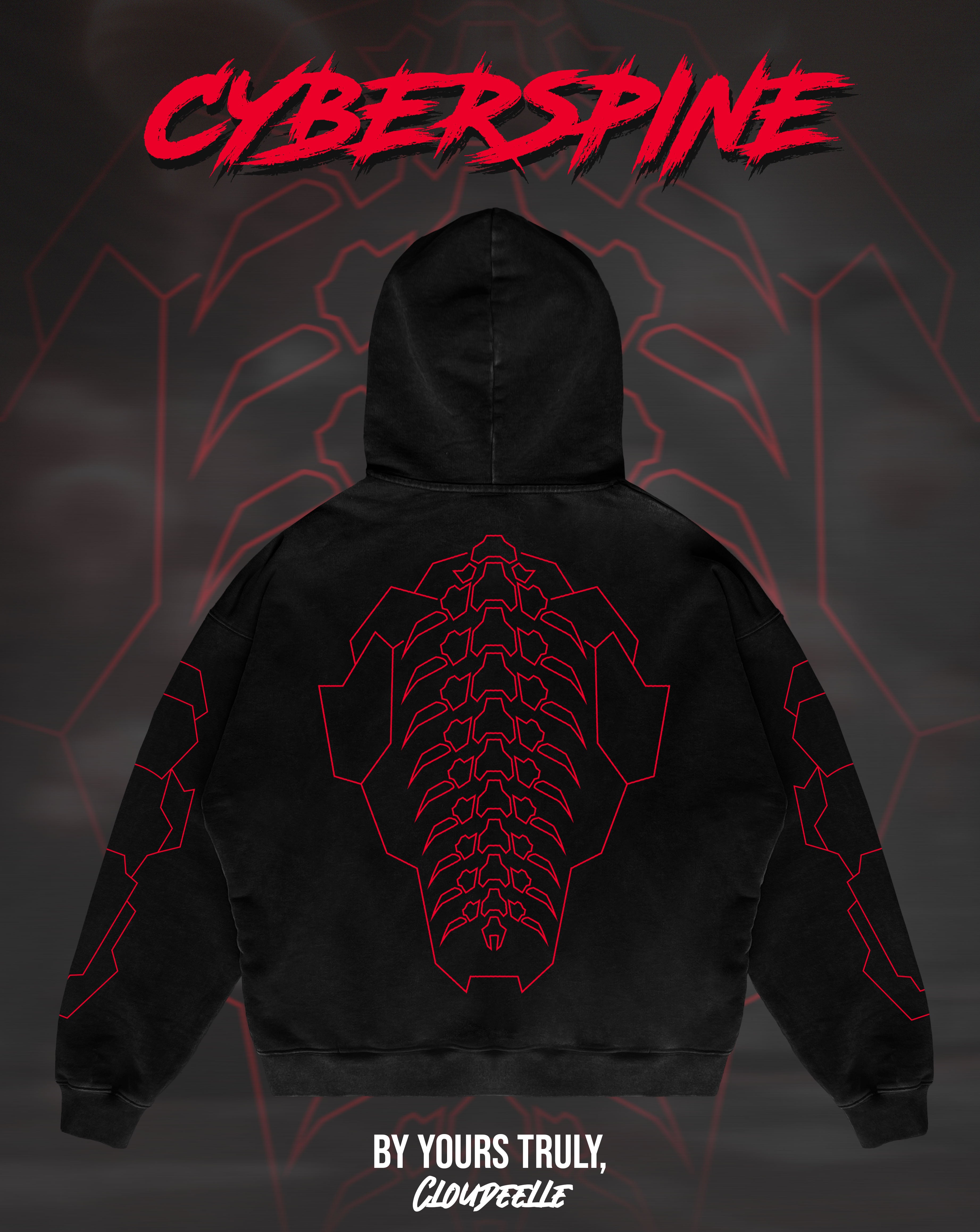 "Cyberspine" - Oversized Hoodie (Red Version)