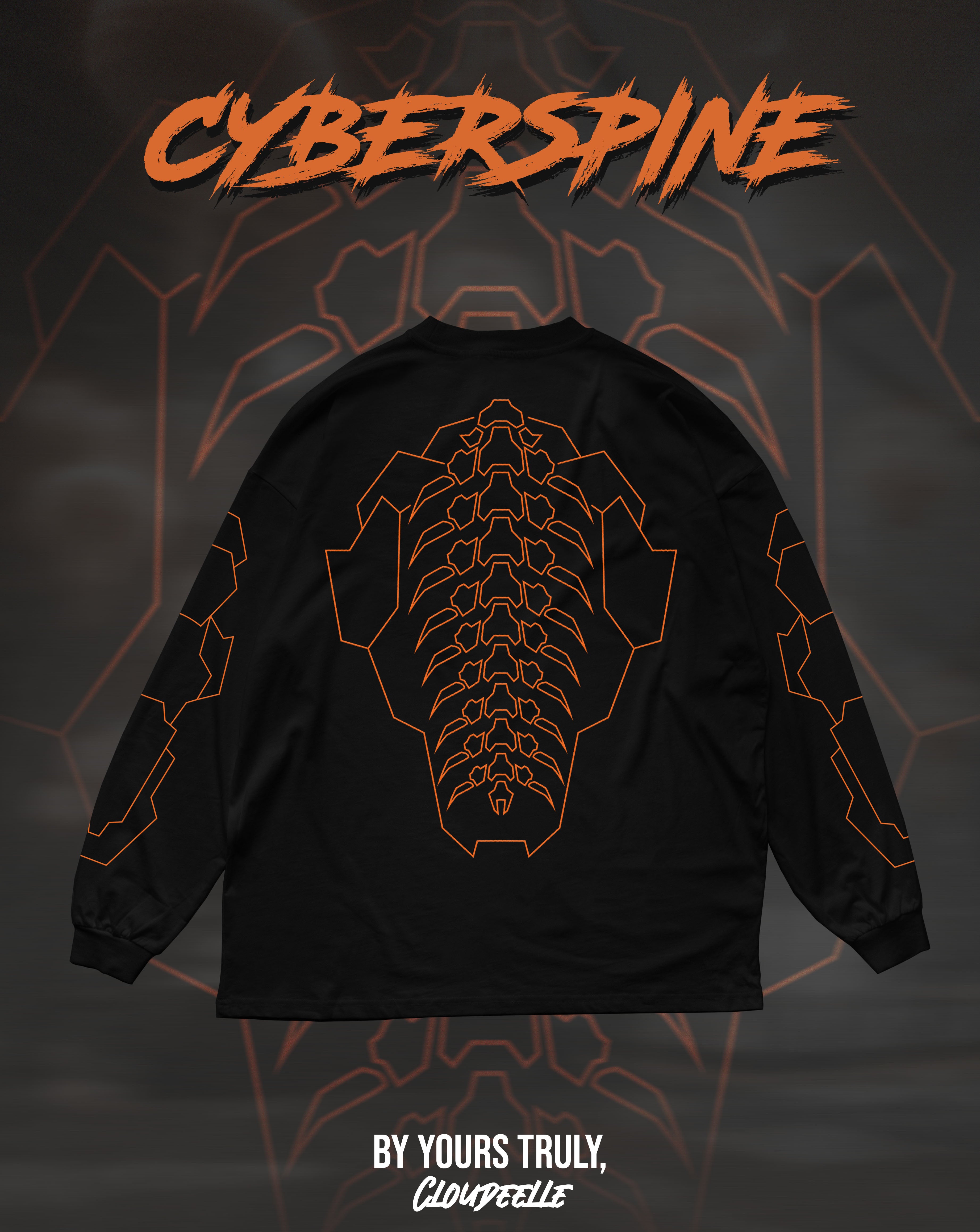 "Cyberspine" - Oversized Longsleeve Tee (Orange Version)