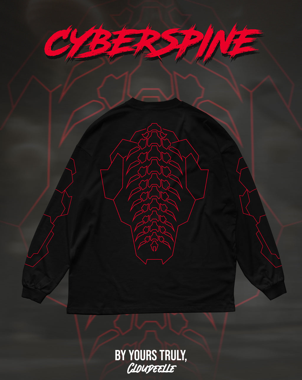 "Cyberspine" - Oversized Longsleeve Tee (Red Version)