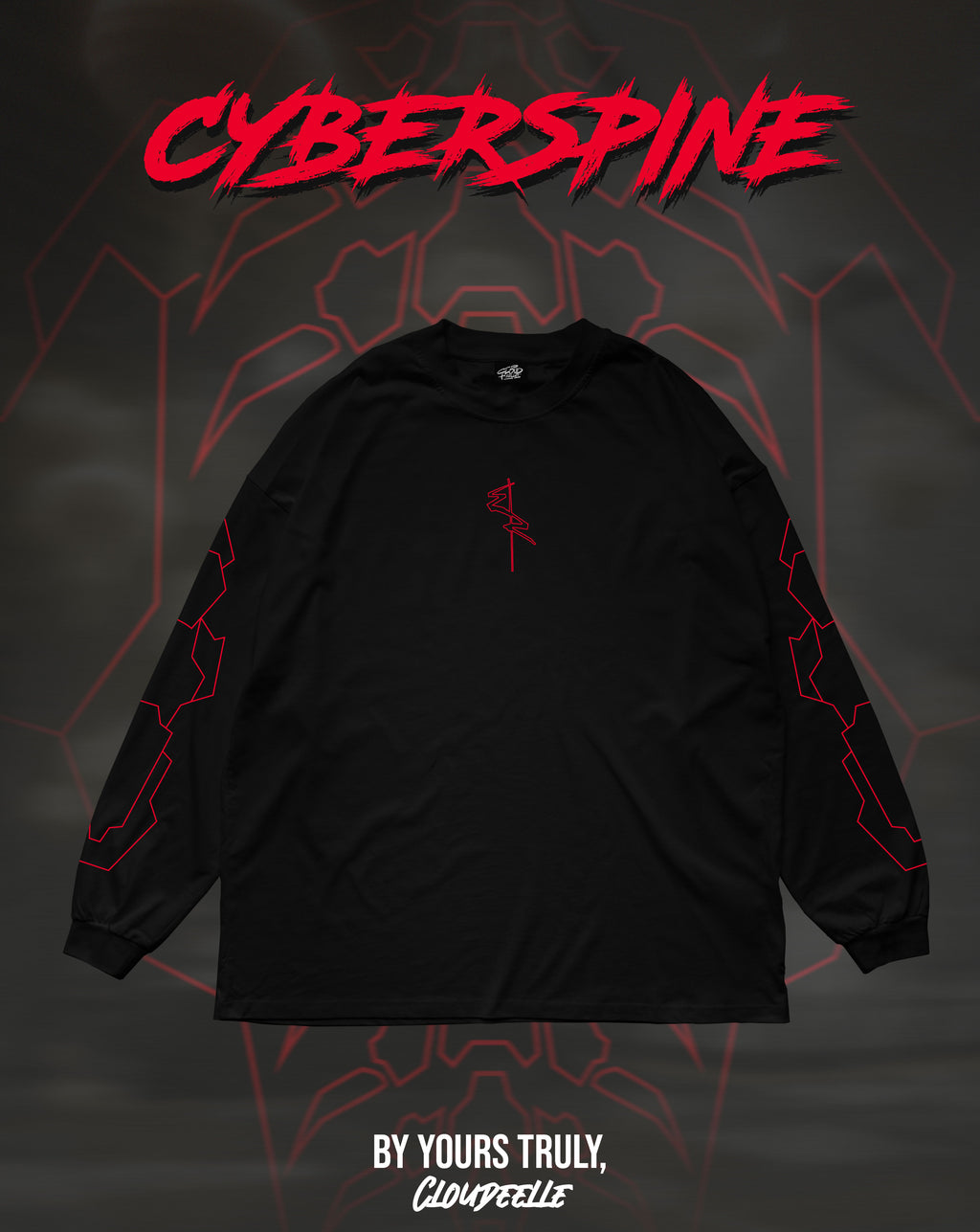 "Cyberspine" - Oversized Longsleeve Tee (Red Version)
