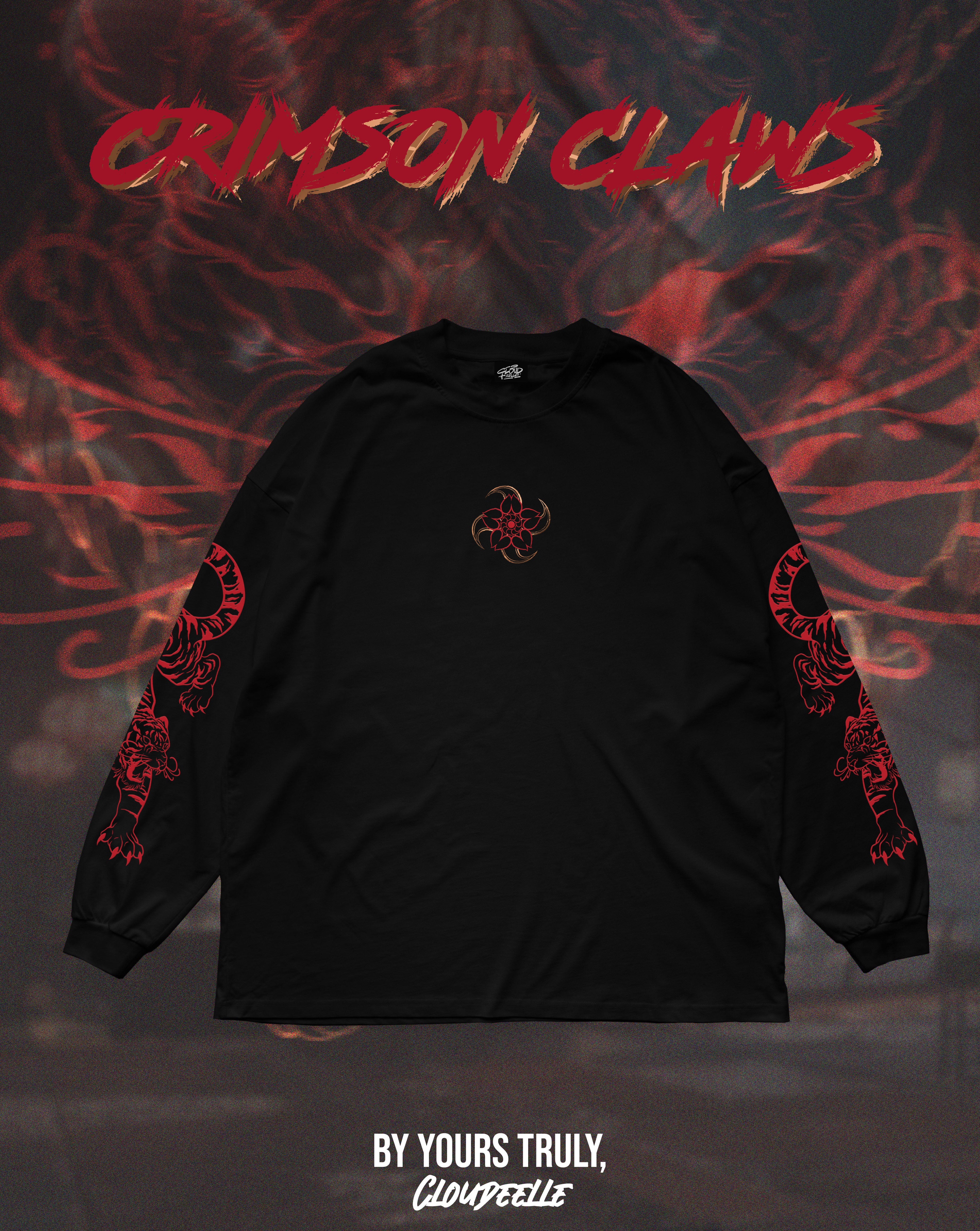 "Crimson Claws" - Oversized Longsleeve Tee