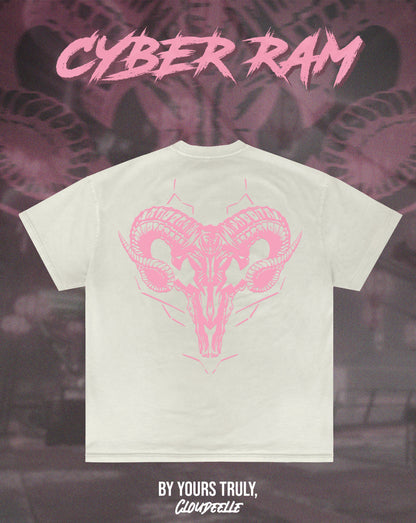 "Cyber Ram" - Oversized Tee (Vintage White Version)