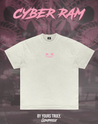 "Cyber Ram" - Oversized Tee (Vintage White Version)