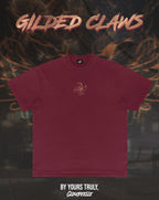 "Gilded Claws" - Oversized Tee (Burgundy Red Version)