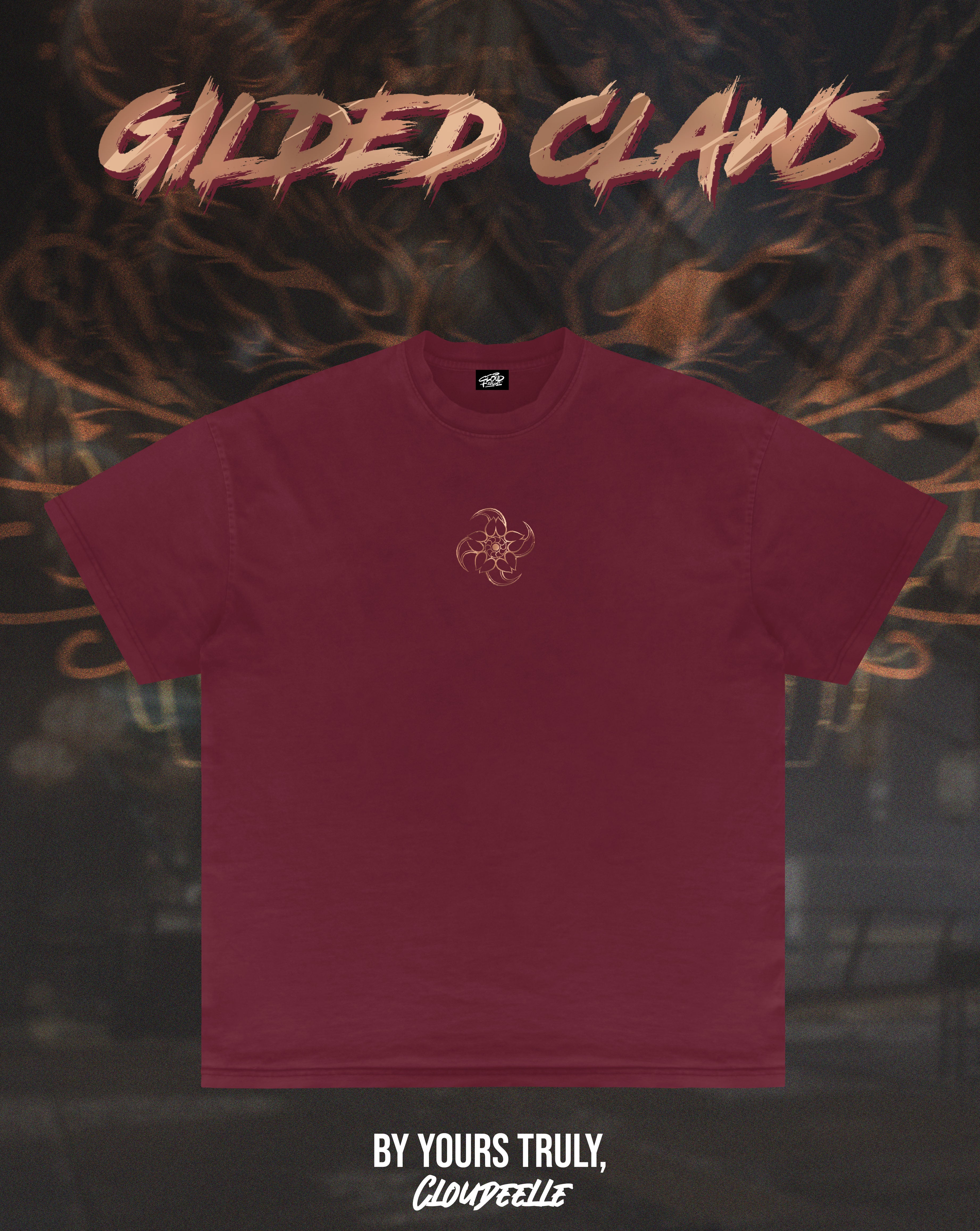 "Gilded Claws" - Oversized Tee (Burgundy Red Version)