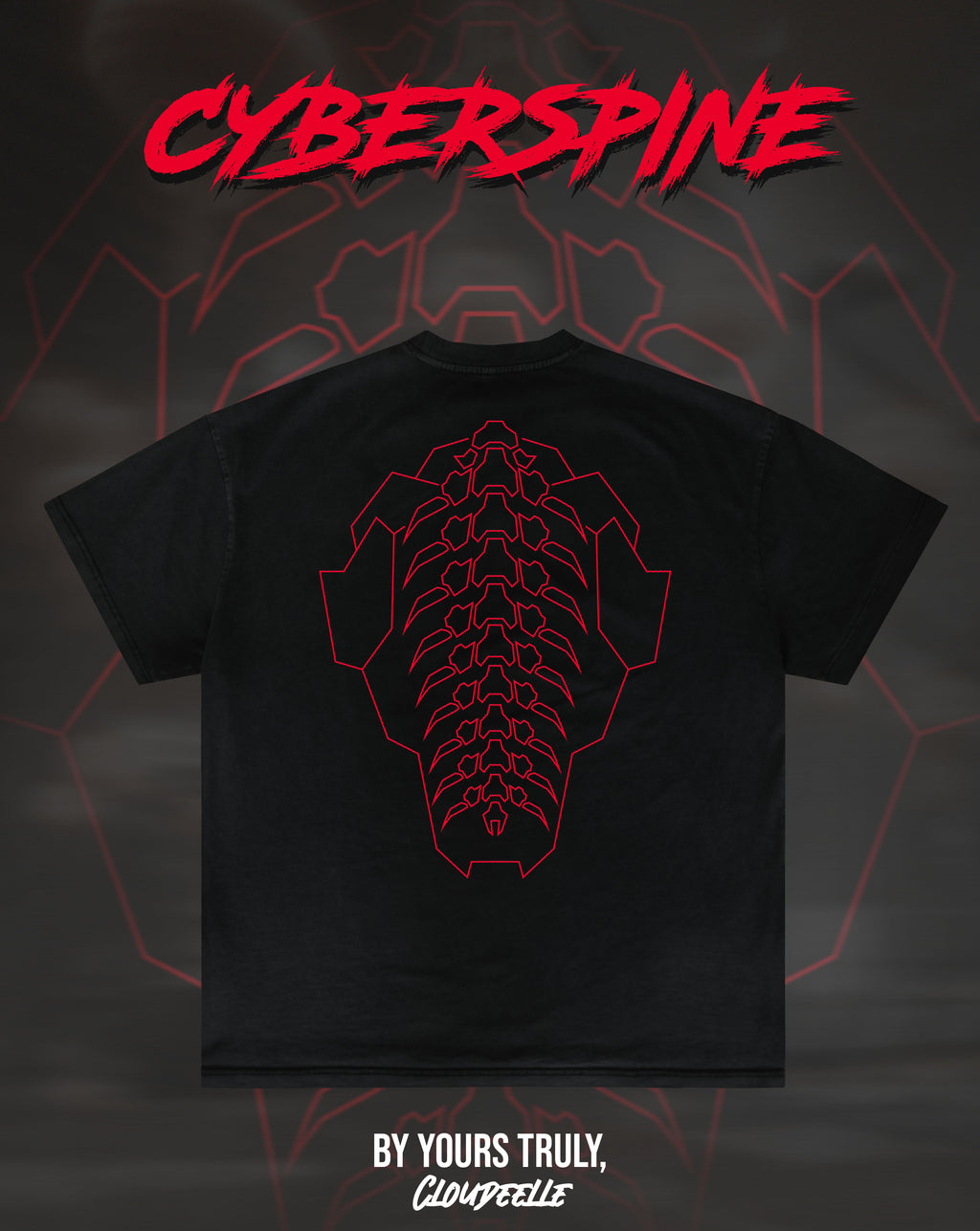 "Cyberspine" - Oversized Tee (Red Version)