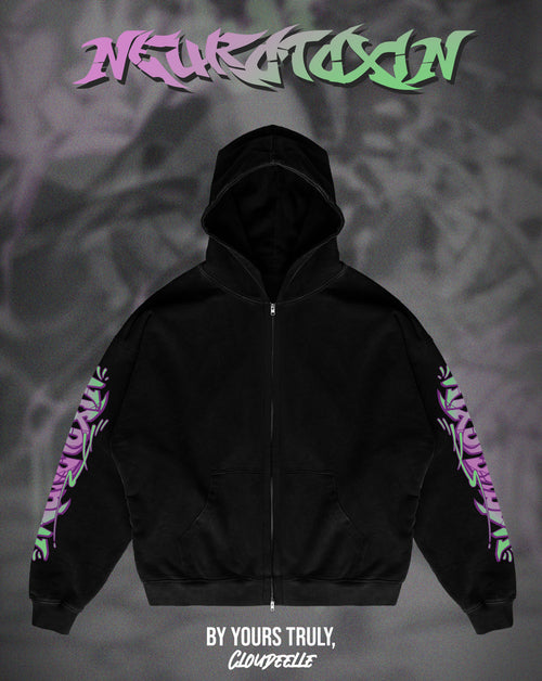 "Neurotoxin" - Oversized ZIP-UP Hoodie (Black Version)
