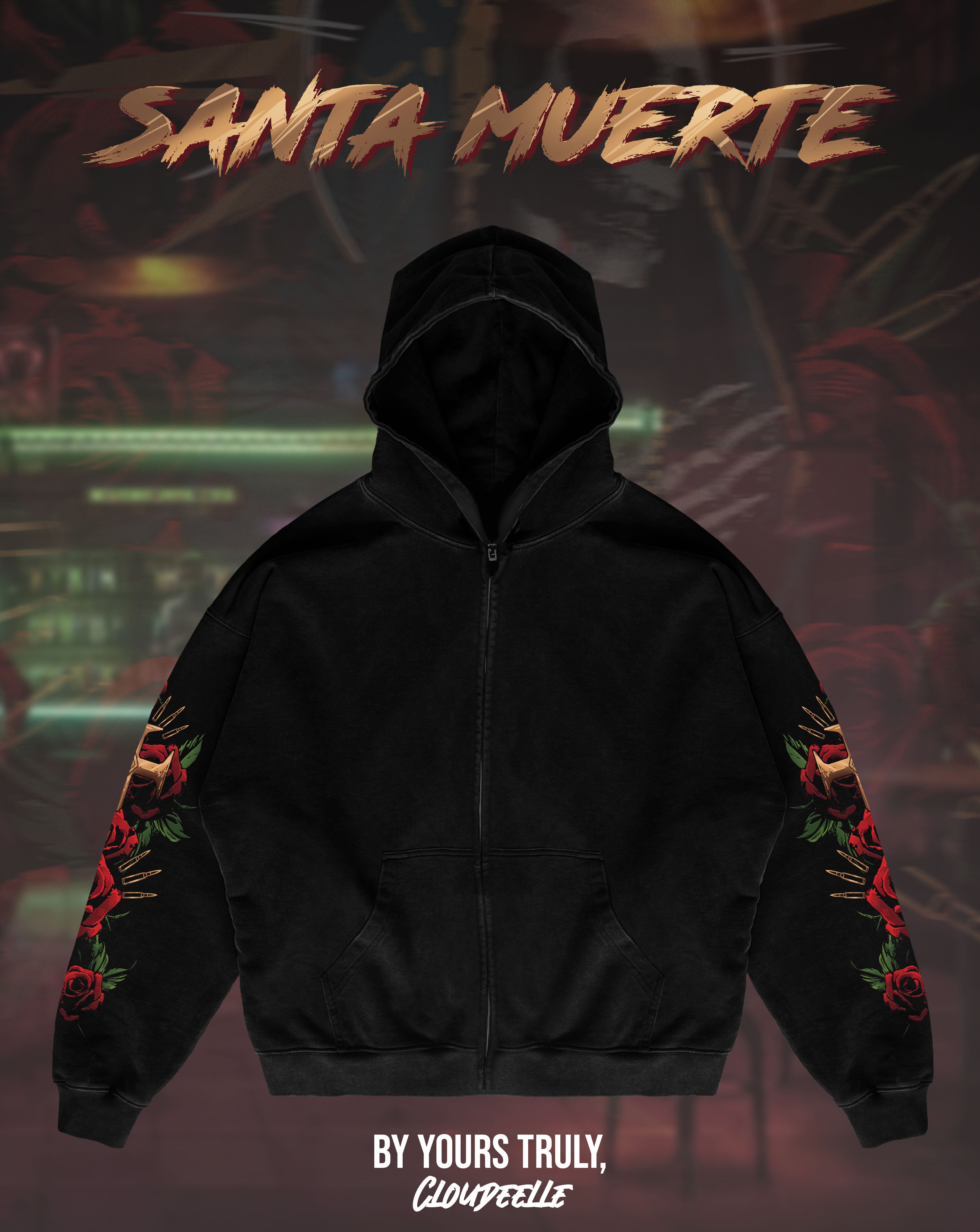 "Santa Muerte" - Oversized ZIP-UP Hoodie