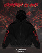 "Crimson Claws" - Oversized ZIP-UP Hoodie