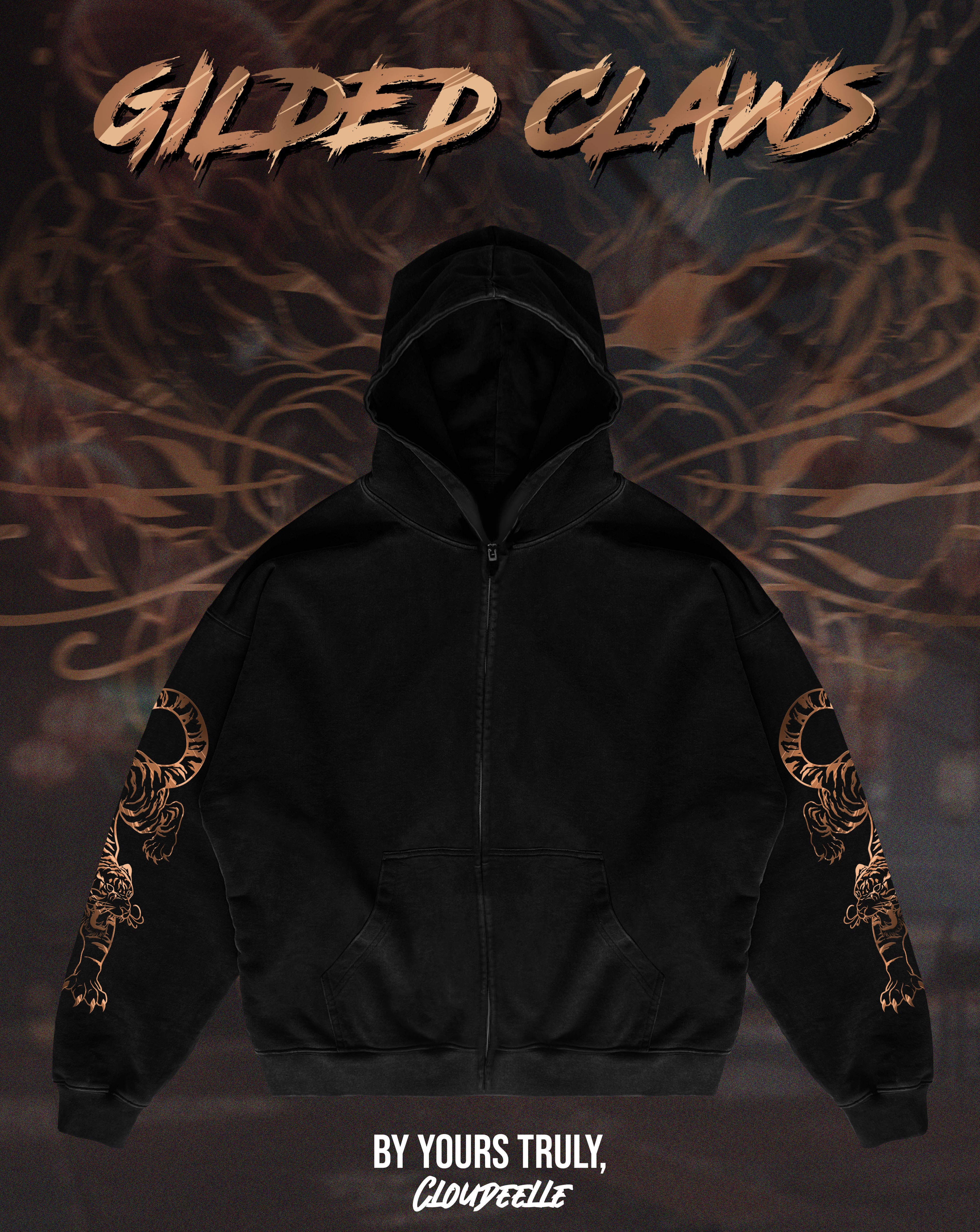 "Gilded Claws" - Oversized ZIP-UP Hoodie