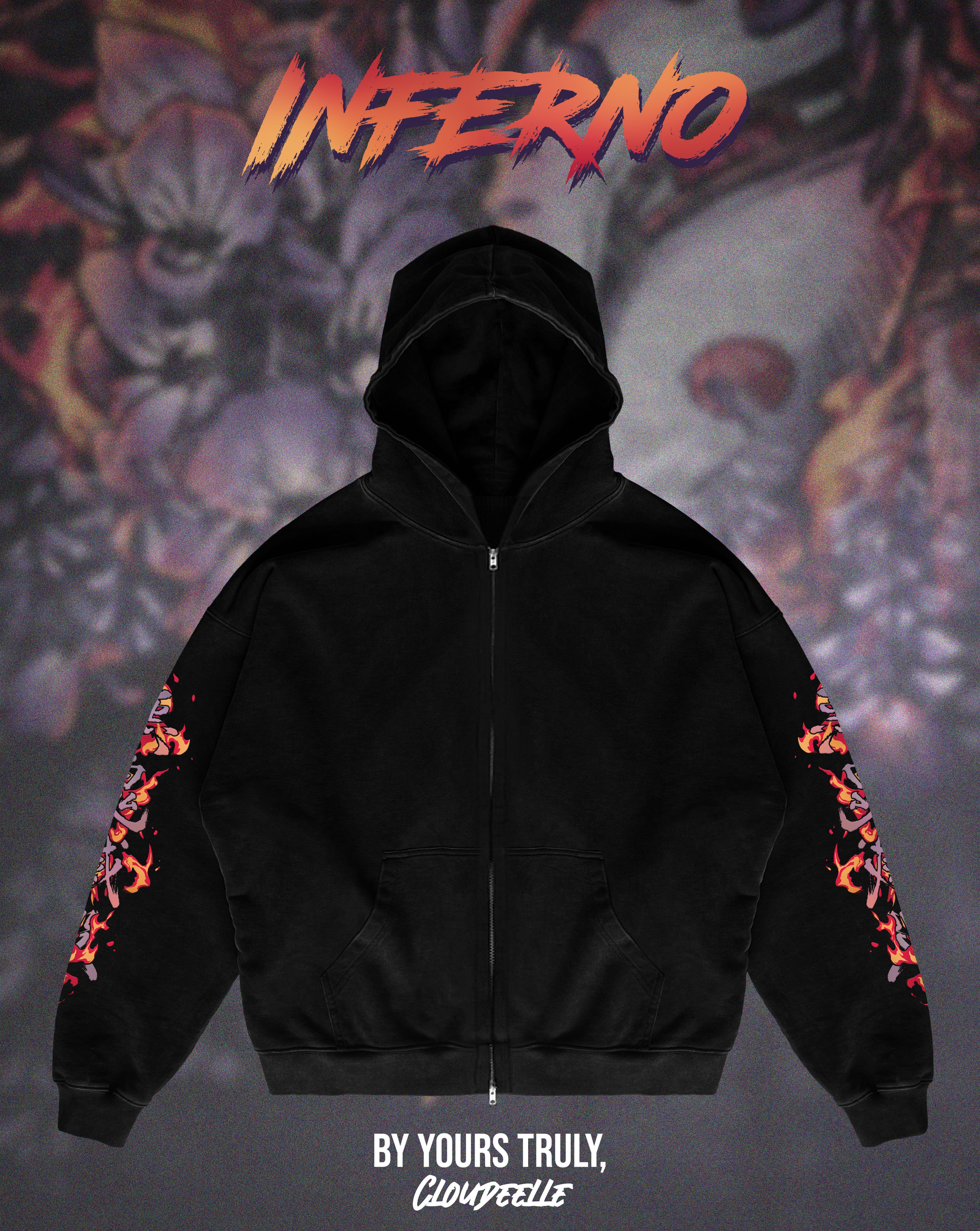 "Inferno" - Oversized ZIP-UP Hoodie