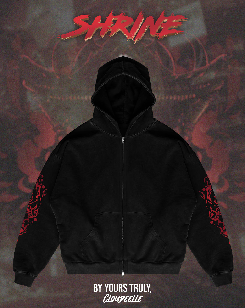 "Shrine" - Oversized ZIP-UP Hoodie