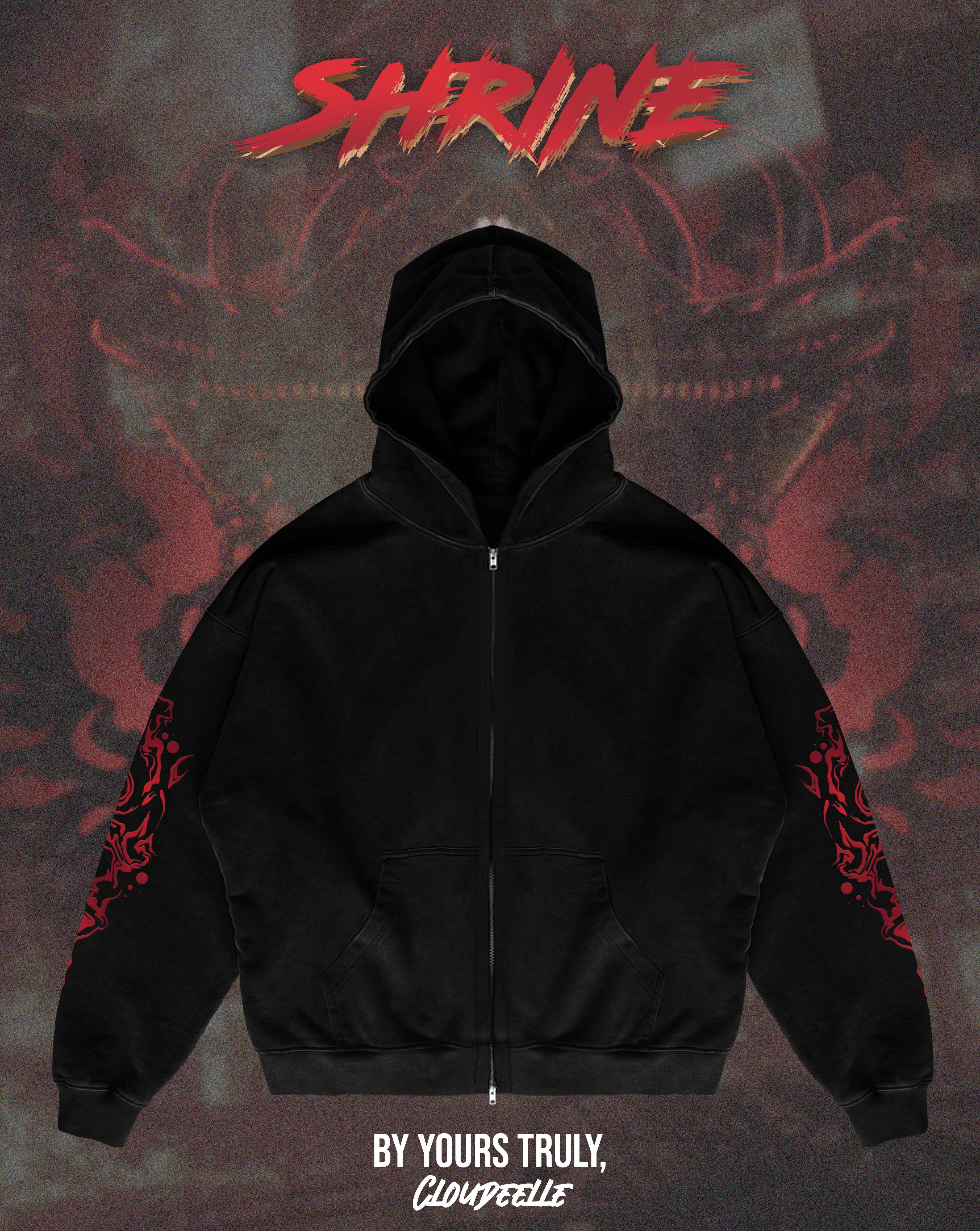 "Shrine" - Oversized ZIP-UP Hoodie