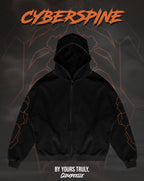"Cyberspine" - Oversized ZIP-UP Hoodie (Orange Version)