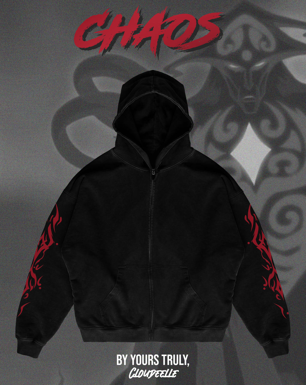 "Chaos" - Oversized ZIP-UP Hoodie
